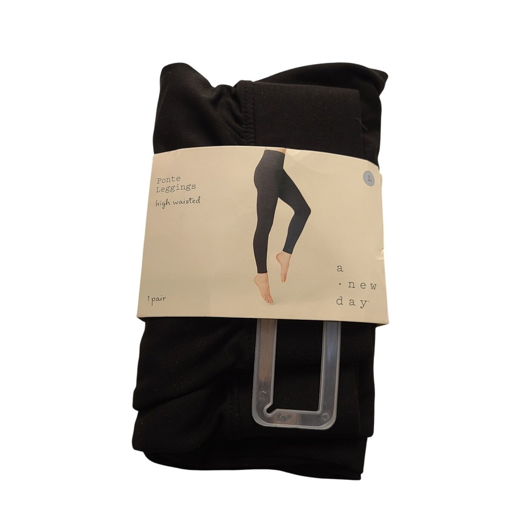 A New Day Women Ponte Leggings High Waisted Ebony Black Size L New NWT